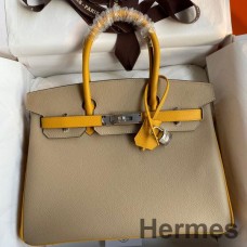 Hermes HSS Birkin 30 Bicolor Bag in Trench and Yellow Epsom Calfskin