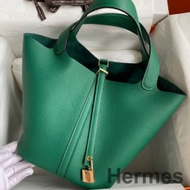 Hermes Picotin Lock 18 Handmade Bag in Vert Vertigo Clemence Leather